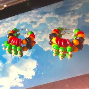 African circle earrings with circles hanging